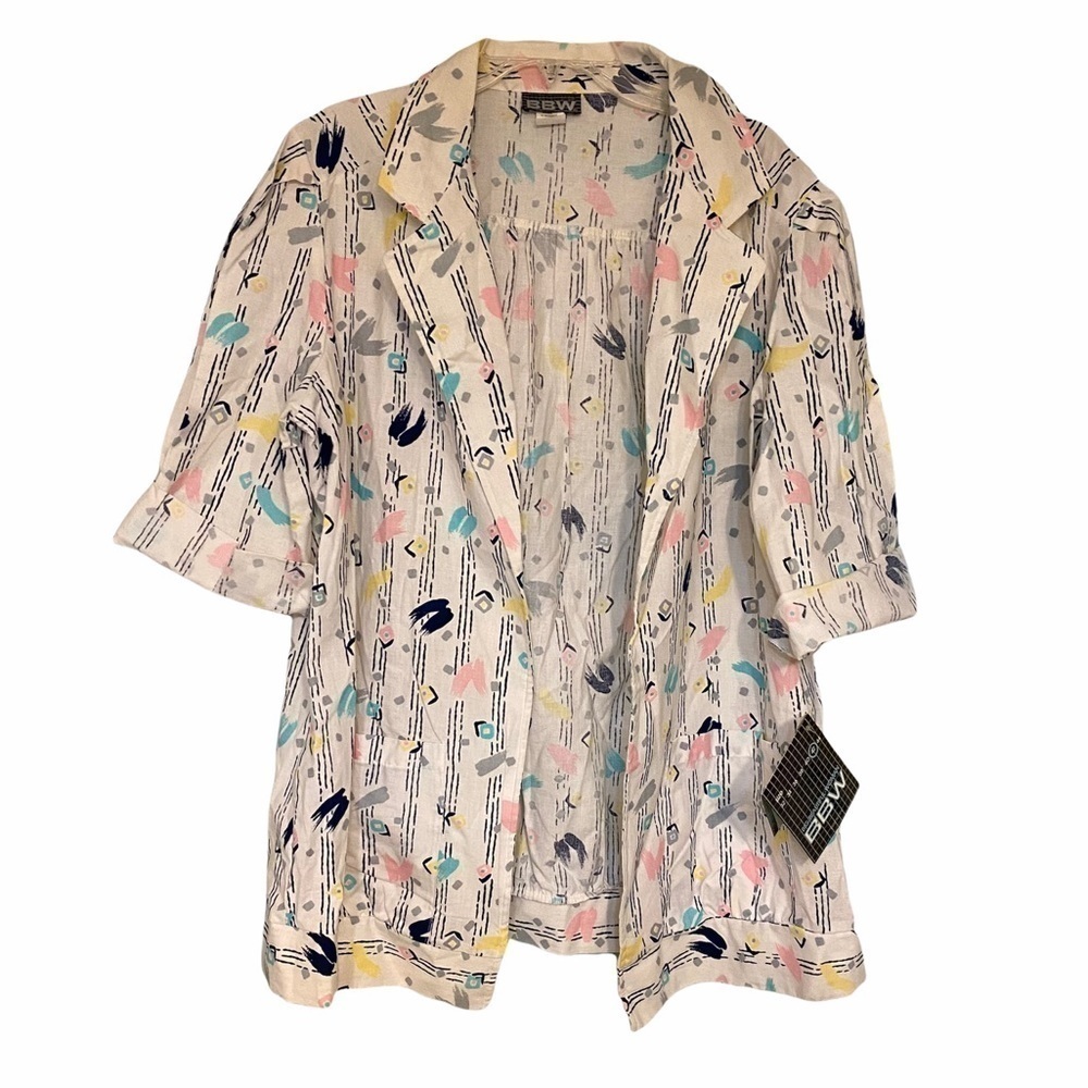 Vintage NWT Dead Stock Open Jacket Short Sleeve Retro 1980’s Design Sz 42 or 14